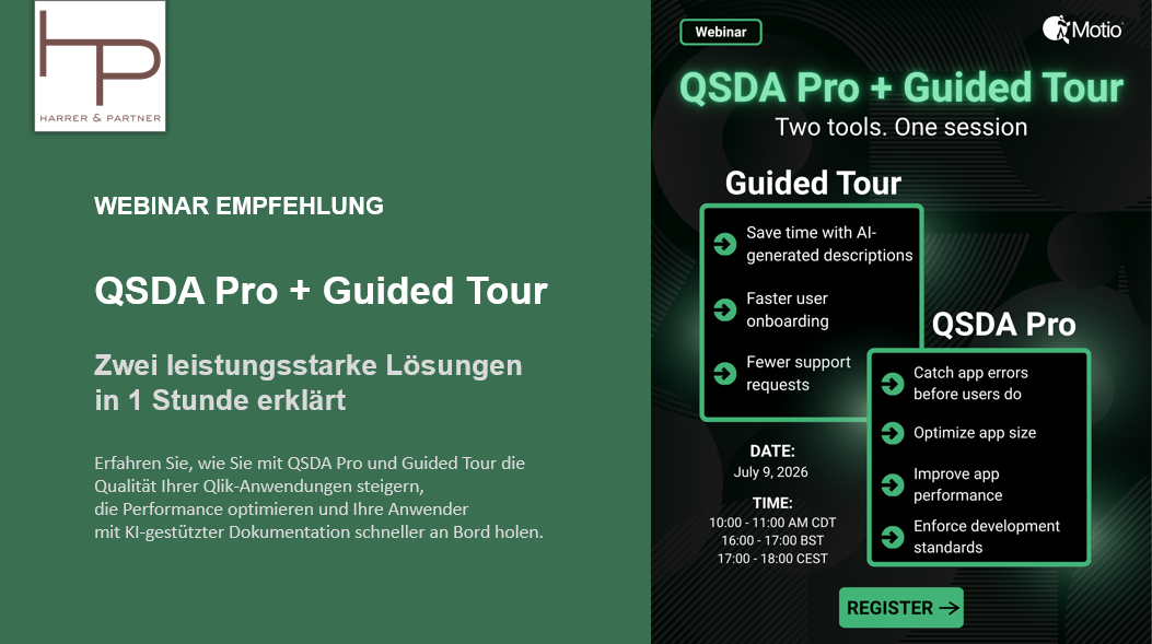 Zwei Tools – Ein Webinar: Mehr Effizienz für Ihre Qlik-Anwendungen mit QSDA Pro und Guided Tour
